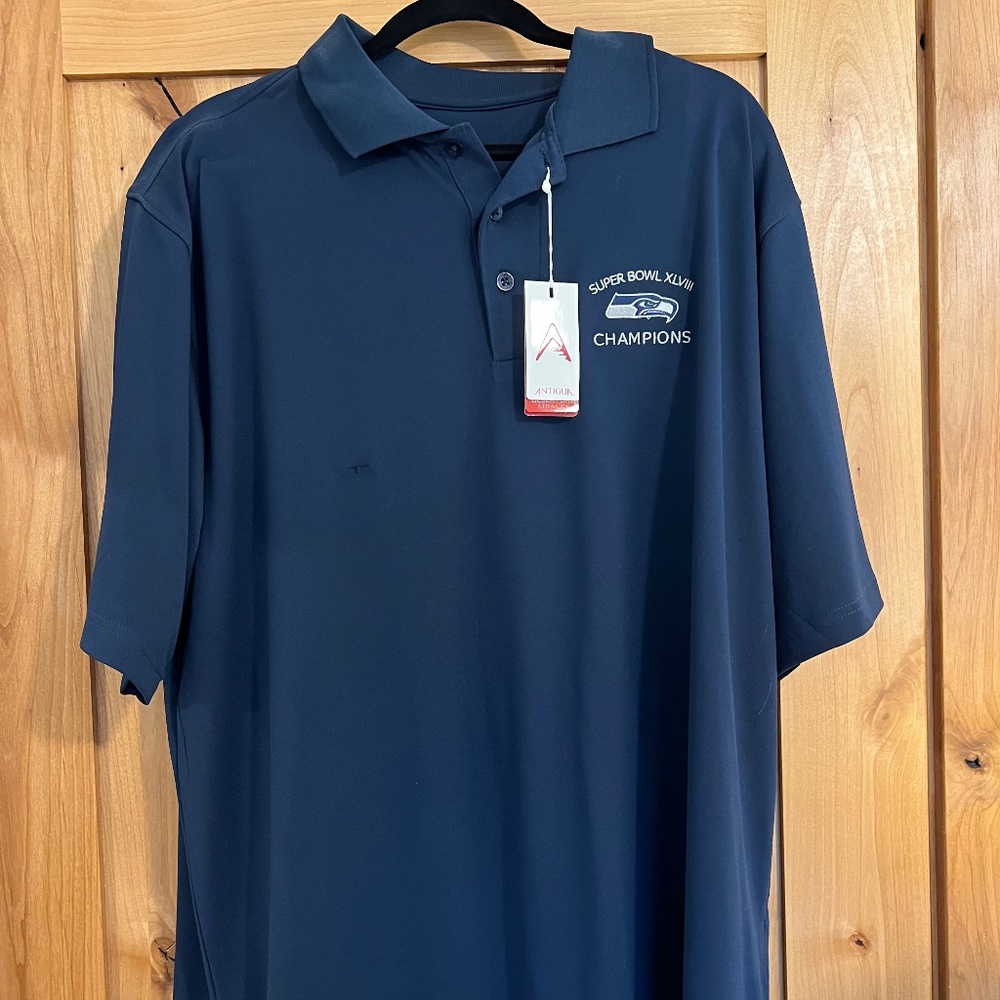 Men's Seattle Seahawks Super Bowl 48 Champions polo style short sleeve shirt XL